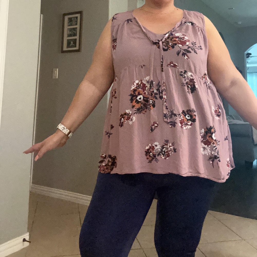 light purple, flowey floral tank from torrid size 4X